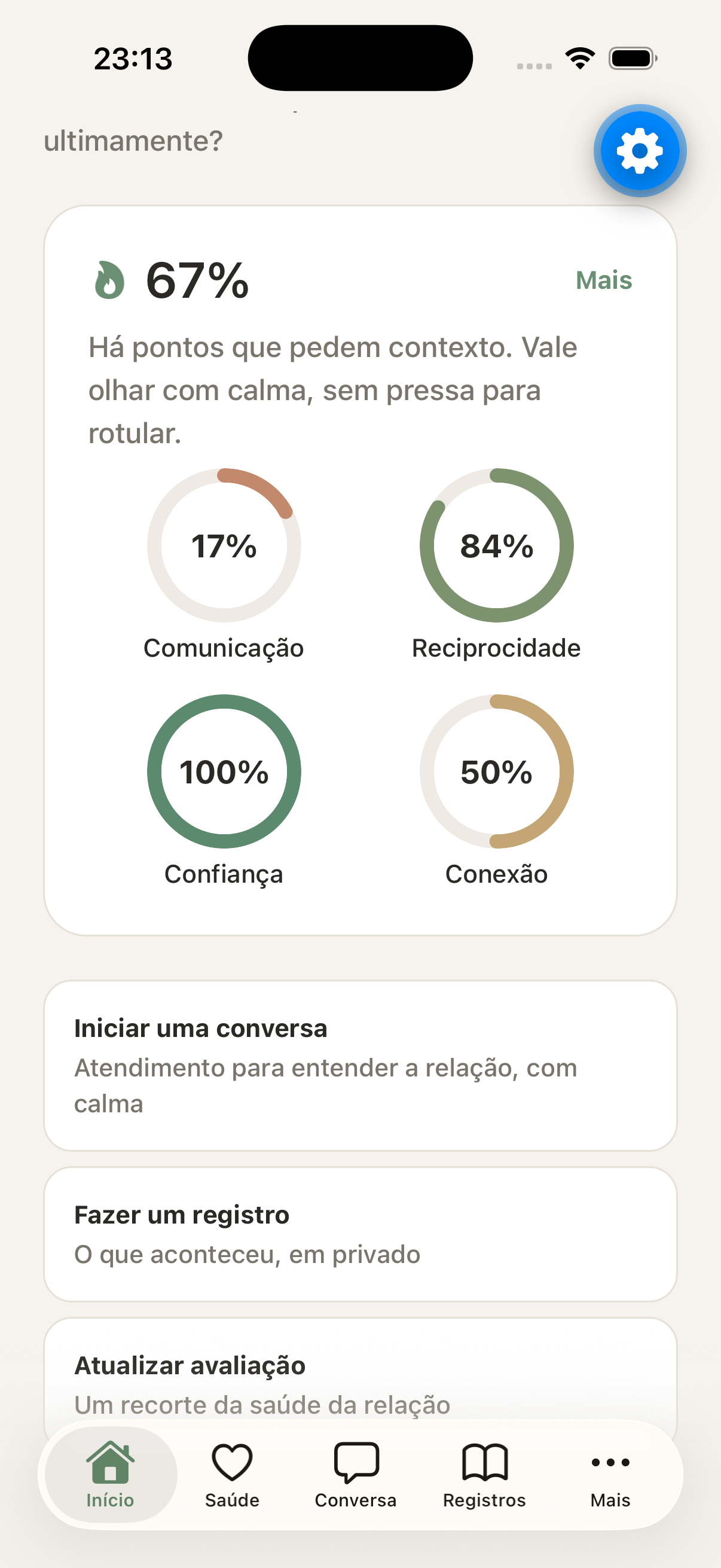 Tela inicial do aplicativo SinalFlag